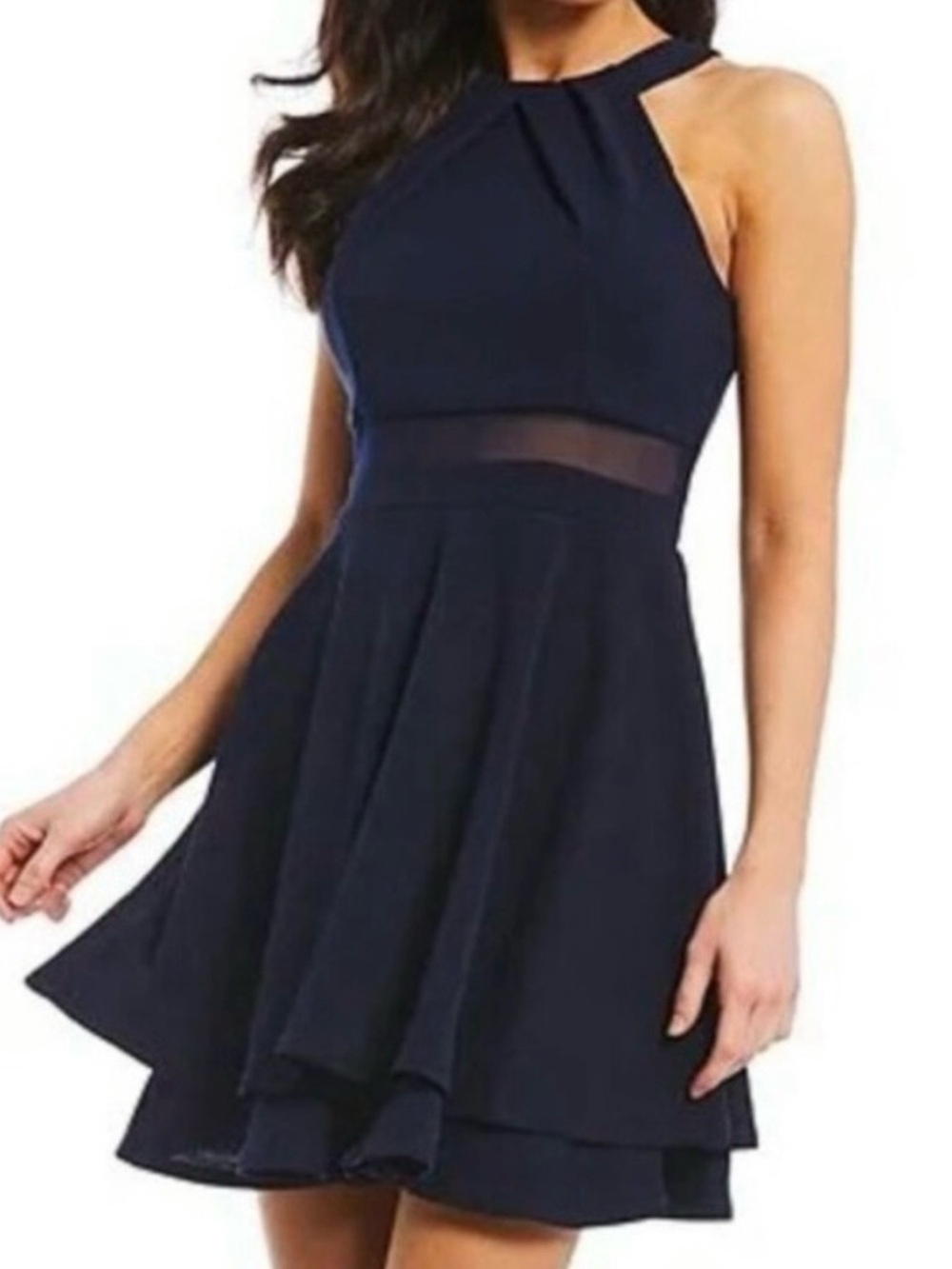 Emerald Sundae Juniors' Sheer-Inset Fit & Flare Dress - Sz M